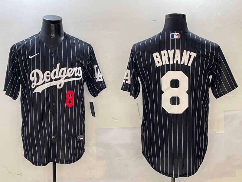Men Los Angeles Dodgers 8 Bryant Black Stripe Jointly Name 2025 Nike MLB Jersey style 9